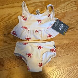 Baby Girl Crab Print Swim Set - 12M NWT